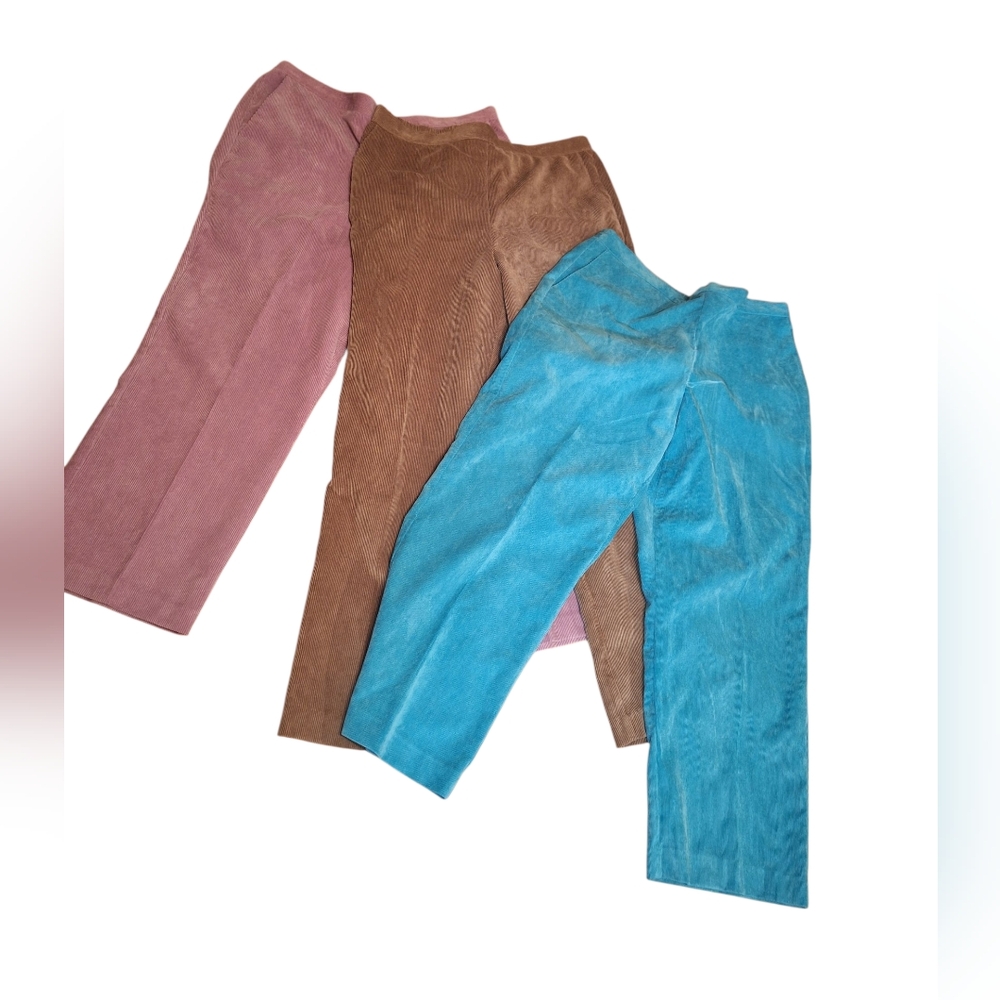 Women's Corduroy Wide-Leg Pants - Blue, Brown, Pink